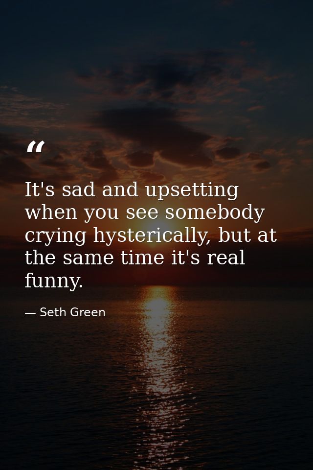 It's sad and upsetting when you see somebody crying hysterically, but at the same time it's real funny. — Seth Green