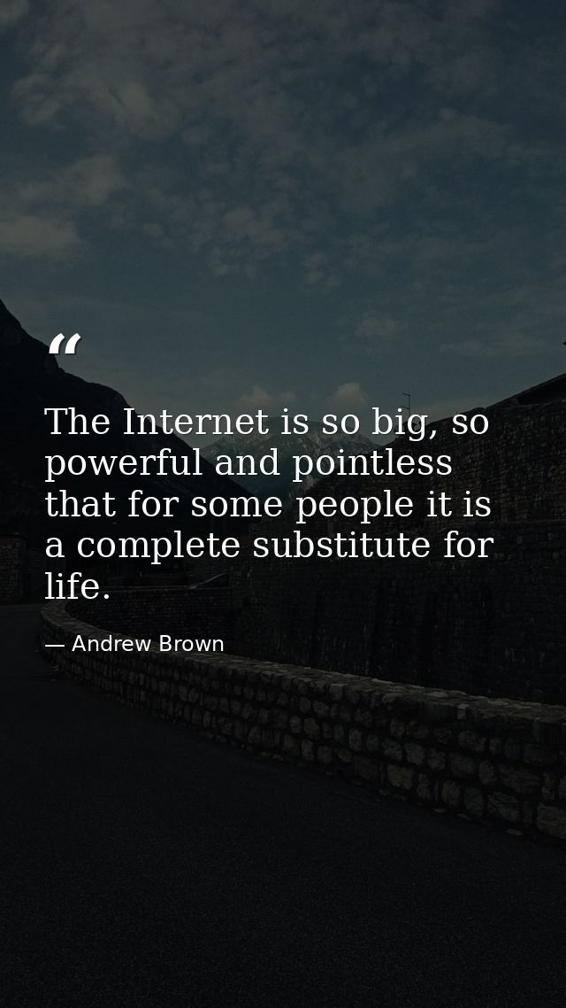 The Internet is so big, so powerful and pointless that for some people it is a complete substitute for life. — Andrew Brown
