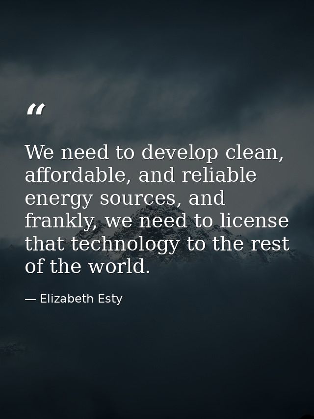 We need to develop clean, affordable, and reliable energy sources, and frankly, we need to license that technology to th — Elizabeth Esty