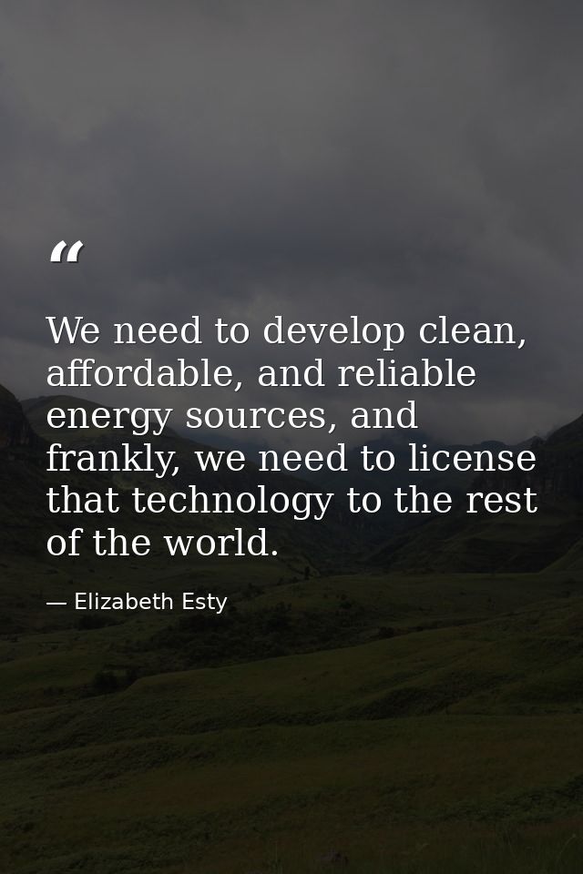 We need to develop clean, affordable, and reliable energy sources, and frankly, we need to license that technology to th — Elizabeth Esty
