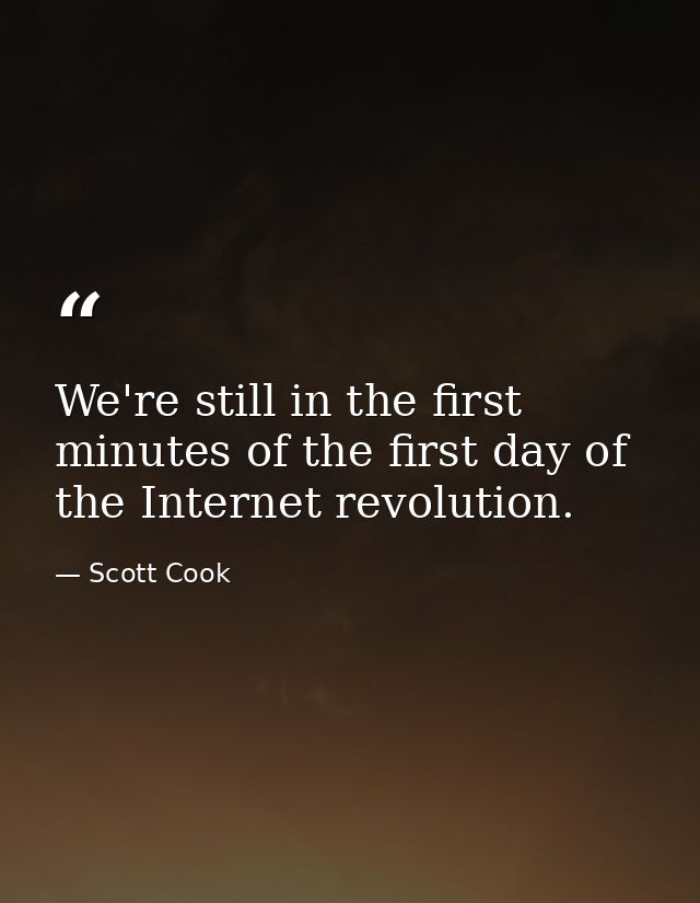 We're still in the first minutes of the first day of the Internet revolution. — Scott Cook