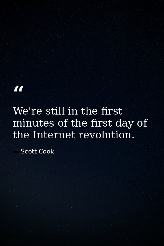 We're still in the first minutes of the first day of the Internet revolution. — Scott Cook