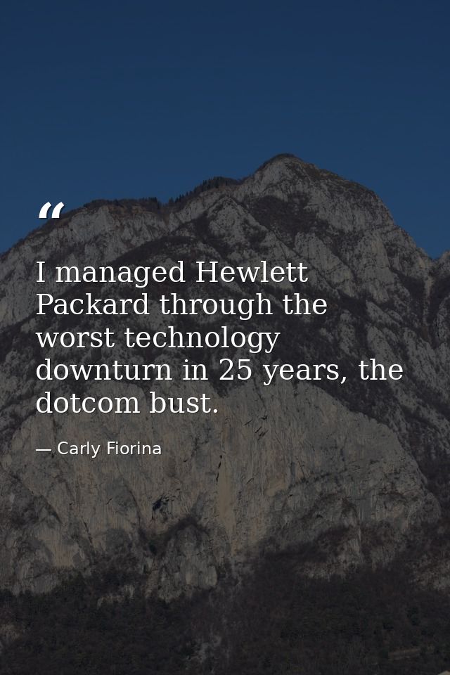 I managed Hewlett Packard through the worst technology downturn in 25 years, the dotcom bust. — Carly Fiorina