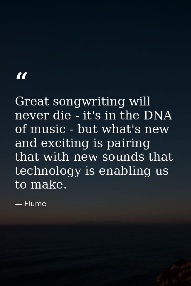 Great songwriting will never die - it's in the DNA of music - but what's new and exciting is pairing that with new sound — Flume