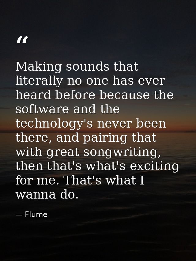 Making sounds that literally no one has ever heard before because the software and the technology's never been there, an — Flume