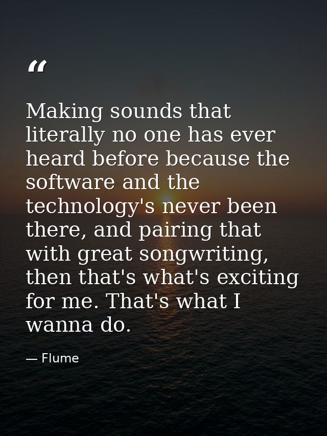 Making sounds that literally no one has ever heard before because the software and the technology's never been there, an — Flume