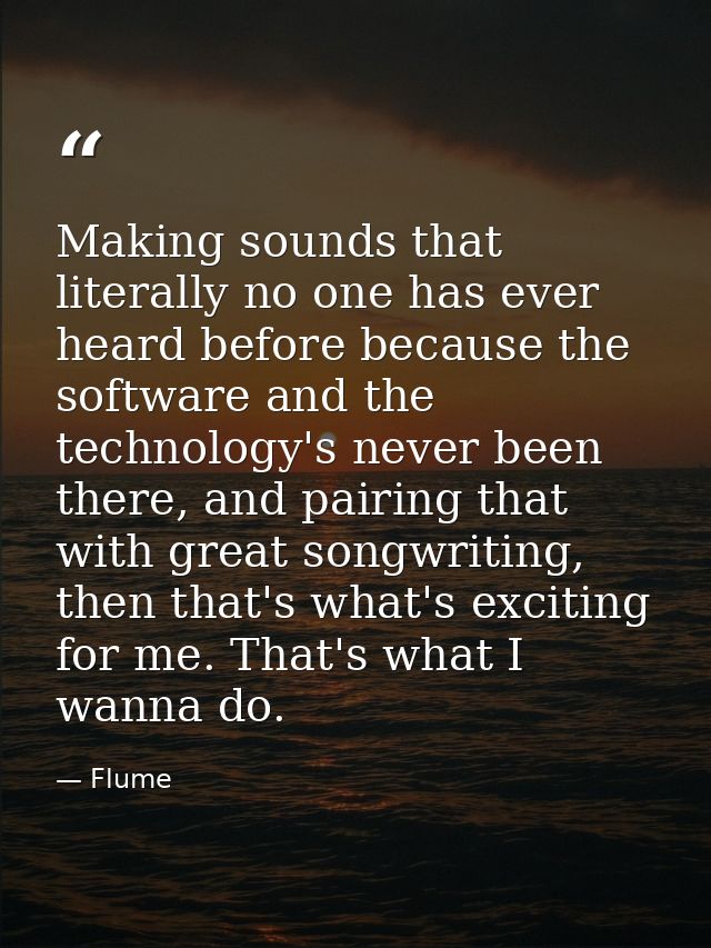Making sounds that literally no one has ever heard before because the software and the technology's never been there, an — Flume