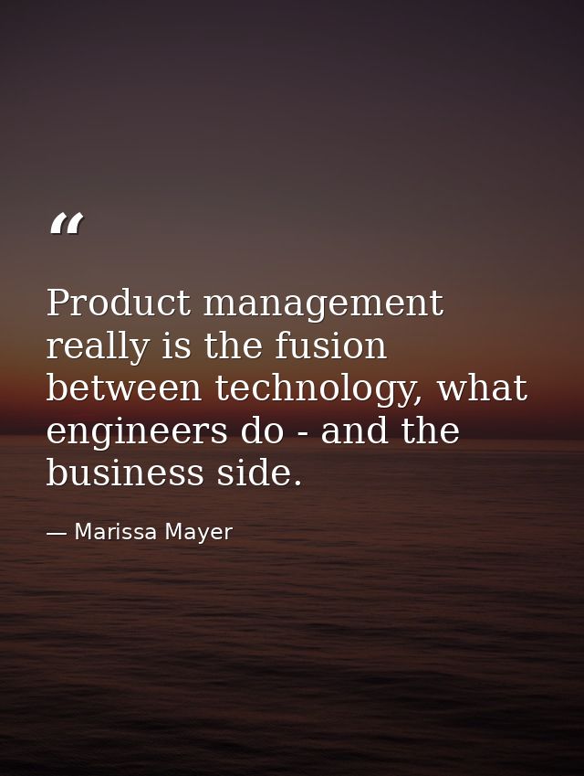 Product management really is the fusion between technology, what engineers do - and the business side. — Marissa Mayer