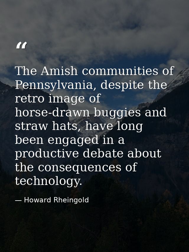 The Amish communities of Pennsylvania, despite the retro image of horse-drawn buggies and straw hats, have long been eng — Howard Rheingold