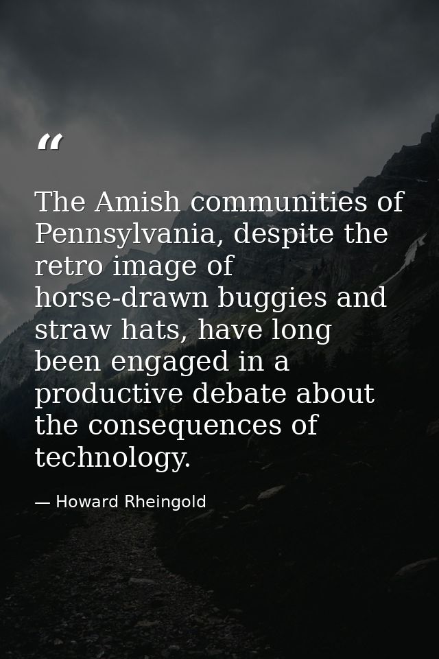 The Amish communities of Pennsylvania, despite the retro image of horse-drawn buggies and straw hats, have long been eng — Howard Rheingold