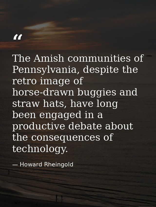 The Amish communities of Pennsylvania, despite the retro image of horse-drawn buggies and straw hats, have long been eng — Howard Rheingold