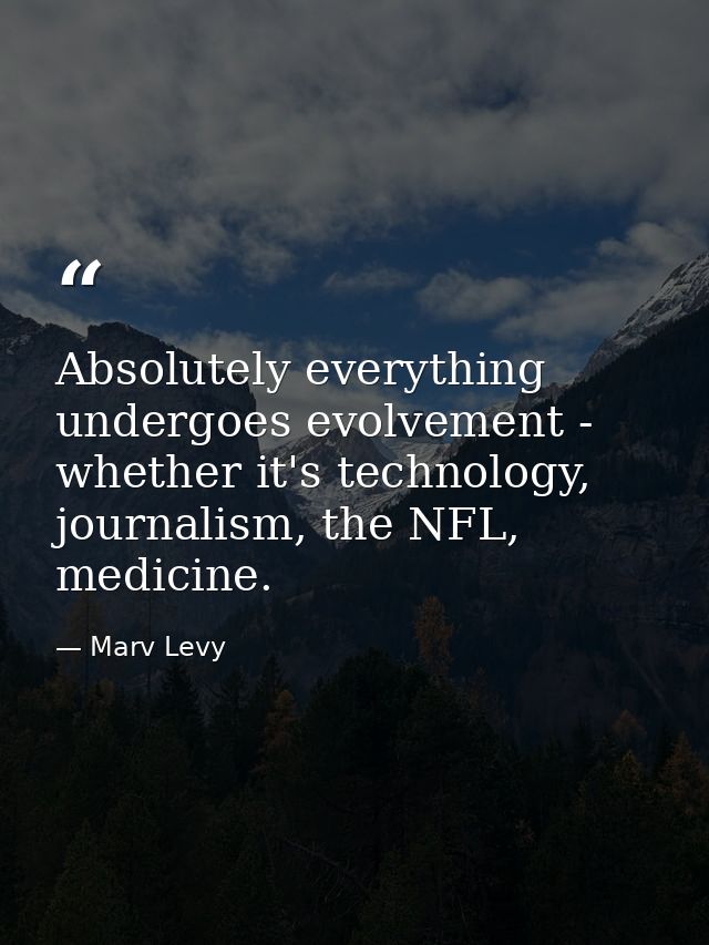 Absolutely everything undergoes evolvement - whether it's technology, journalism, the NFL, medicine. — Marv Levy