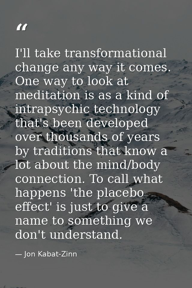 I'll take transformational change any way it comes. One way to look at meditation is as a kind of intrapsychic technolog — Jon Kabat-Zinn