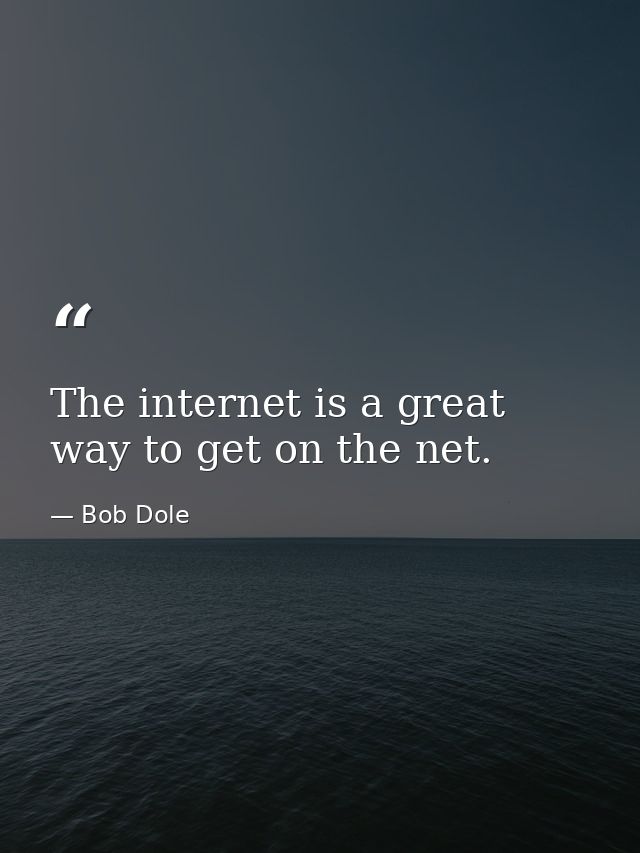 The internet is a great way to get on the net. — Bob Dole
