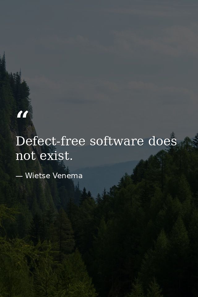Defect-free software does not exist. — Wietse Venema