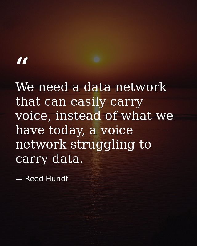 We need a data network that can easily carry voice, instead of what we have today, a voice network struggling to carry d — Reed Hundt