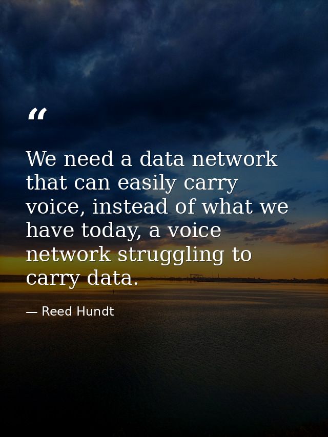 We need a data network that can easily carry voice, instead of what we have today, a voice network struggling to carry d — Reed Hundt