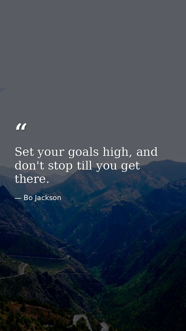 Set your goals high, and don't stop till you get there. — Bo Jackson