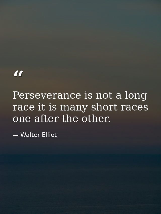 Perseverance is not a long race it is many short races one after the other. — Walter Elliot