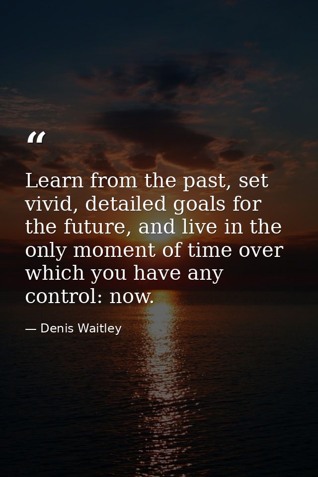 Learn from the past, set vivid, detailed goals for the future, and live in the only moment of time over which you have a — Denis Waitley
