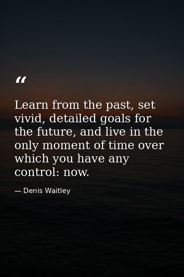 Learn from the past, set vivid, detailed goals for the future, and live in the only moment of time over which you have a — Denis Waitley