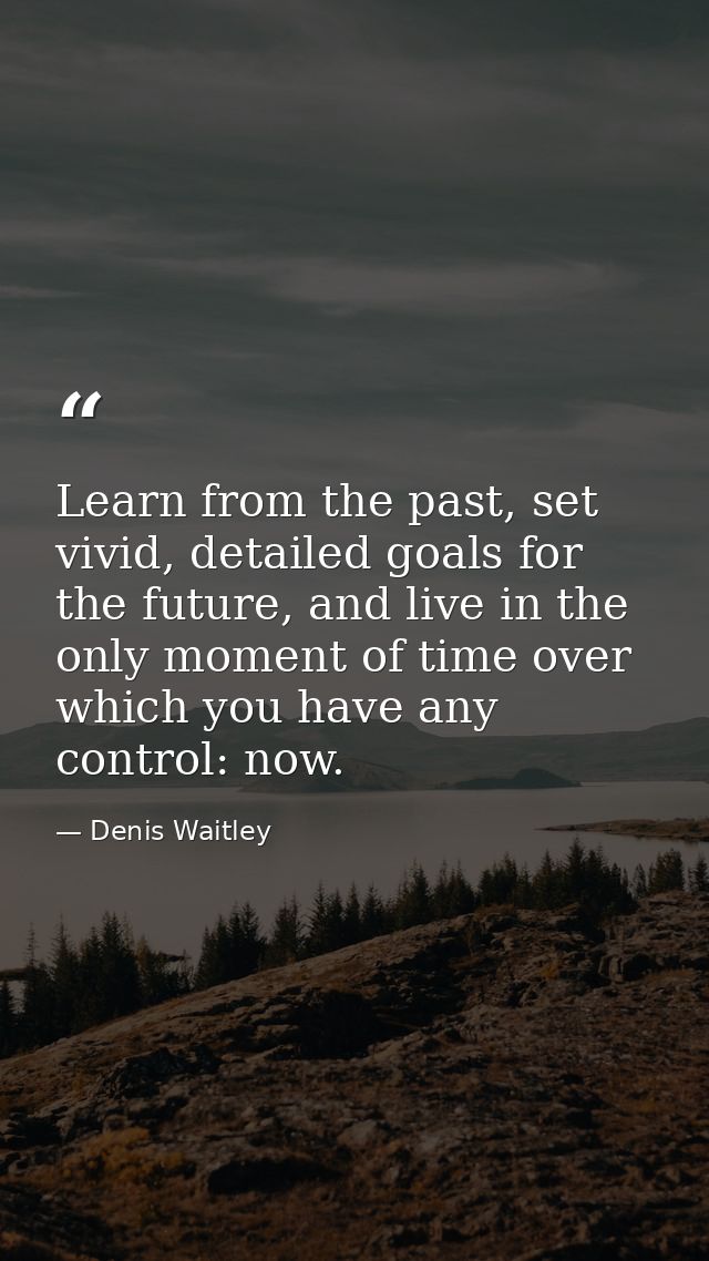 Learn from the past, set vivid, detailed goals for the future, and live in the only moment of time over which you have a — Denis Waitley