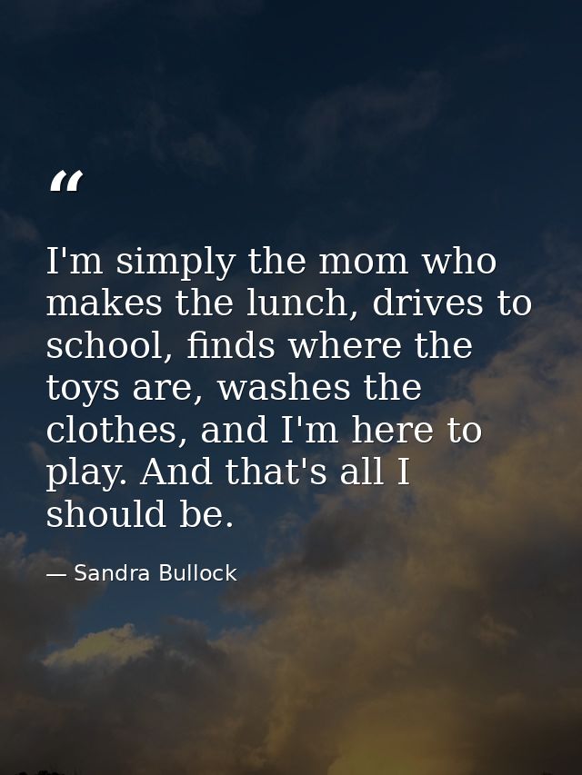 I'm simply the mom who makes the lunch, drives to school, finds where the toys are, washes the clothes, and I'm here to  — Sandra Bullock