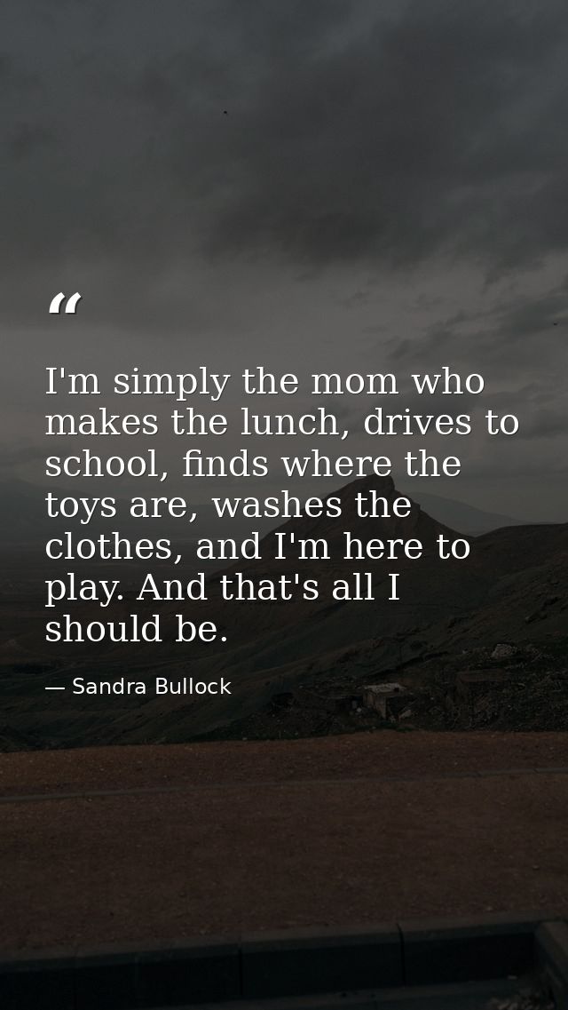 I'm simply the mom who makes the lunch, drives to school, finds where the toys are, washes the clothes, and I'm here to  — Sandra Bullock