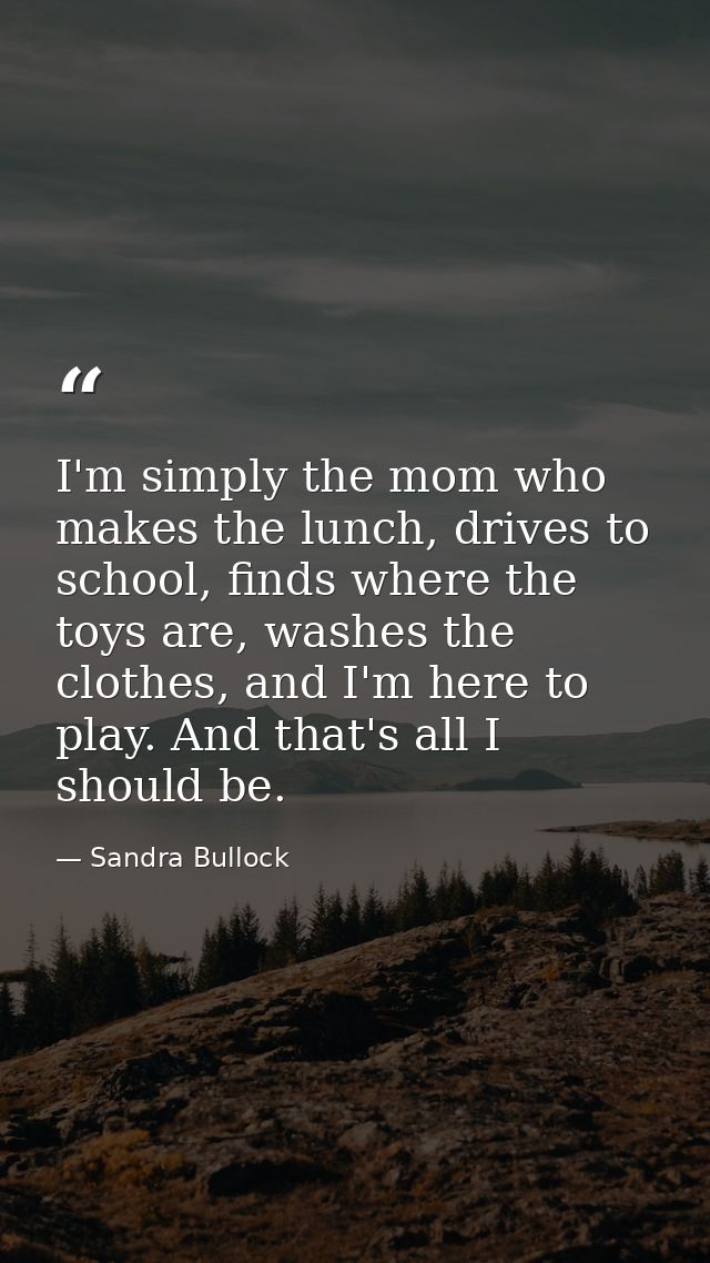 I'm simply the mom who makes the lunch, drives to school, finds where the toys are, washes the clothes, and I'm here to  — Sandra Bullock