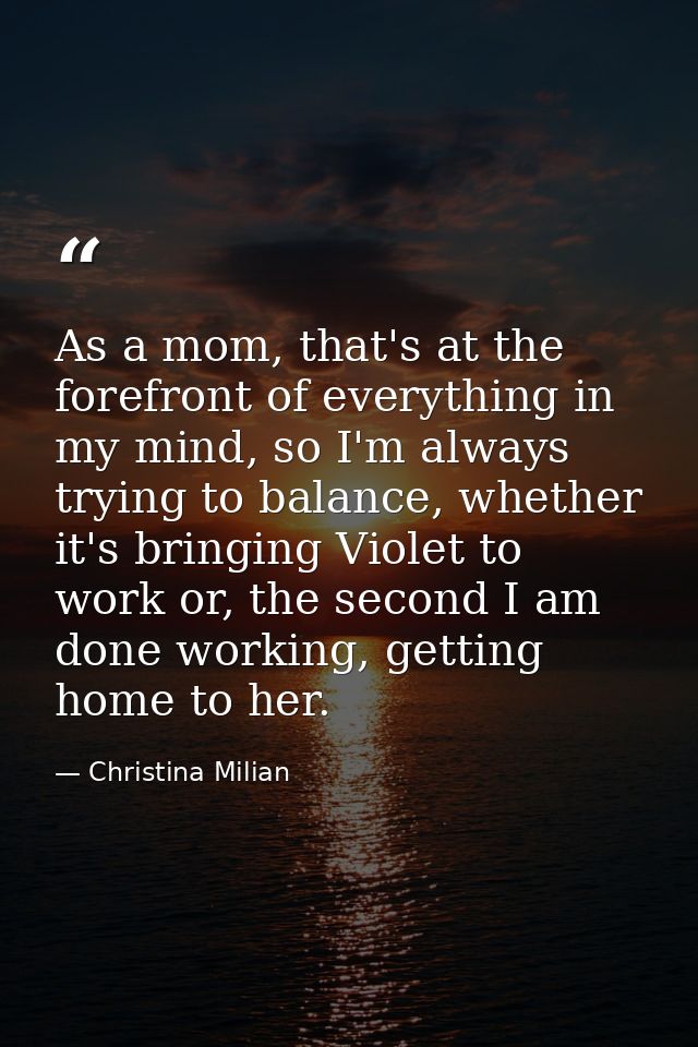 As a mom, that's at the forefront of everything in my mind, so I'm always trying to balance, whether it's bringing Viole — Christina Milian