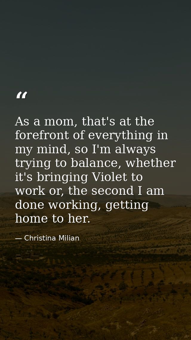 As a mom, that's at the forefront of everything in my mind, so I'm always trying to balance, whether it's bringing Viole — Christina Milian