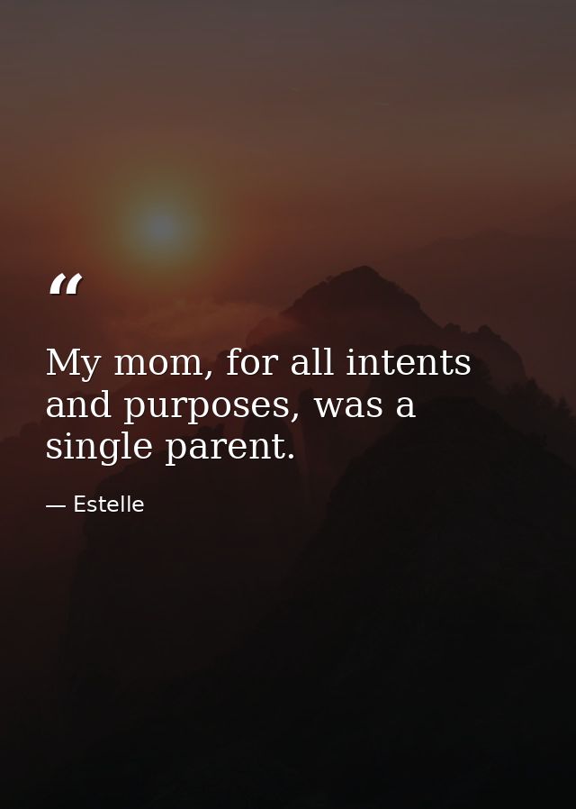 My mom, for all intents and purposes, was a single parent. — Estelle