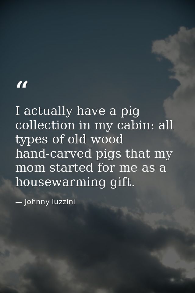 I actually have a pig collection in my cabin: all types of old wood hand-carved pigs that my mom started for me as a hou — Johnny Iuzzini