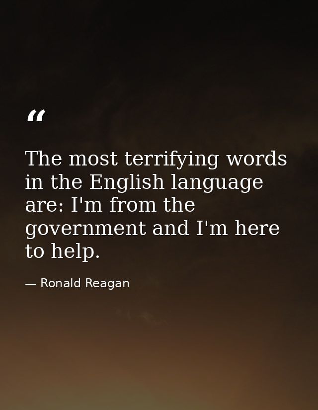 The most terrifying words in the English language are: I'm from the government and I'm here to help. — Ronald Reagan