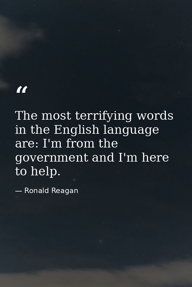 The most terrifying words in the English language are: I'm from the government and I'm here to help. — Ronald Reagan