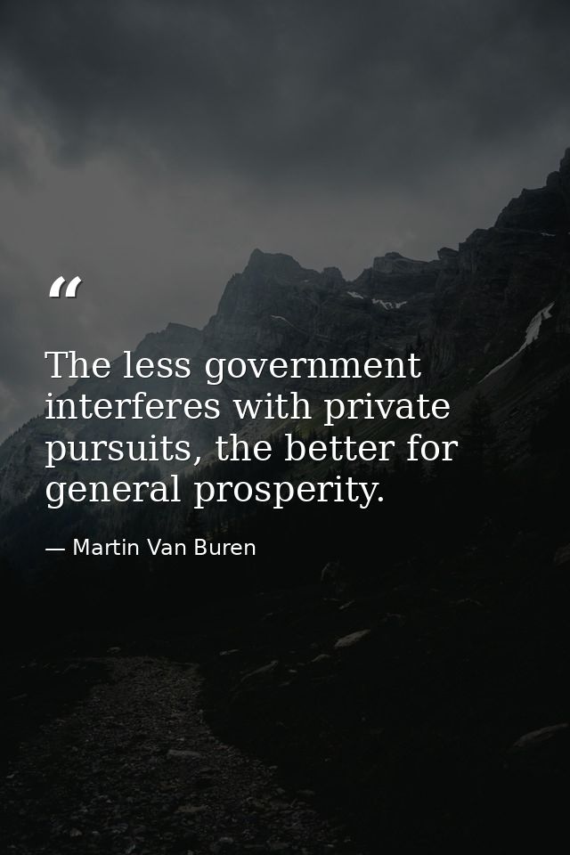 The less government interferes with private pursuits, the better for general prosperity. — Martin Van Buren