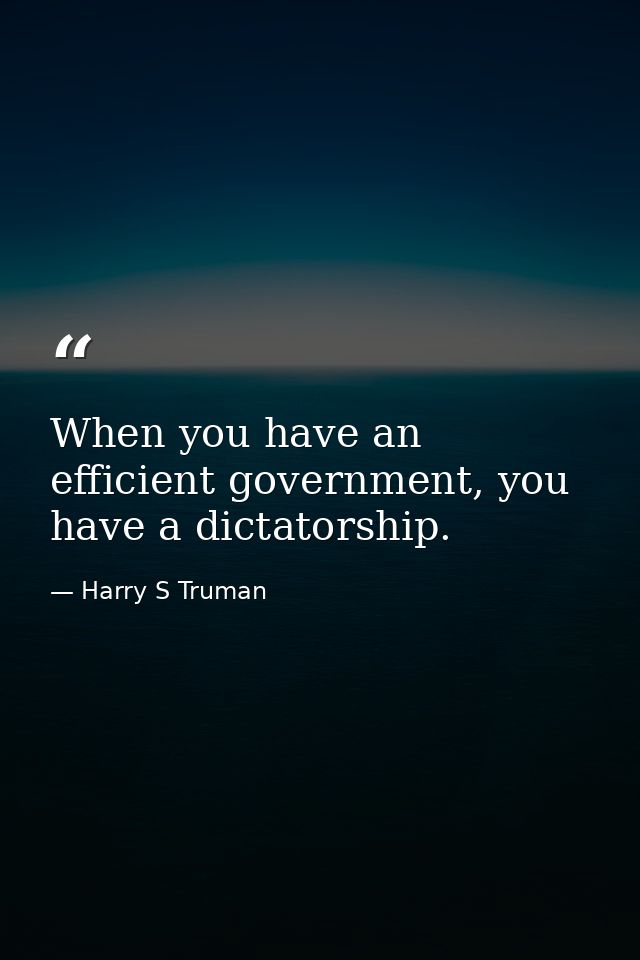 When you have an efficient government, you have a dictatorship. — Harry S Truman
