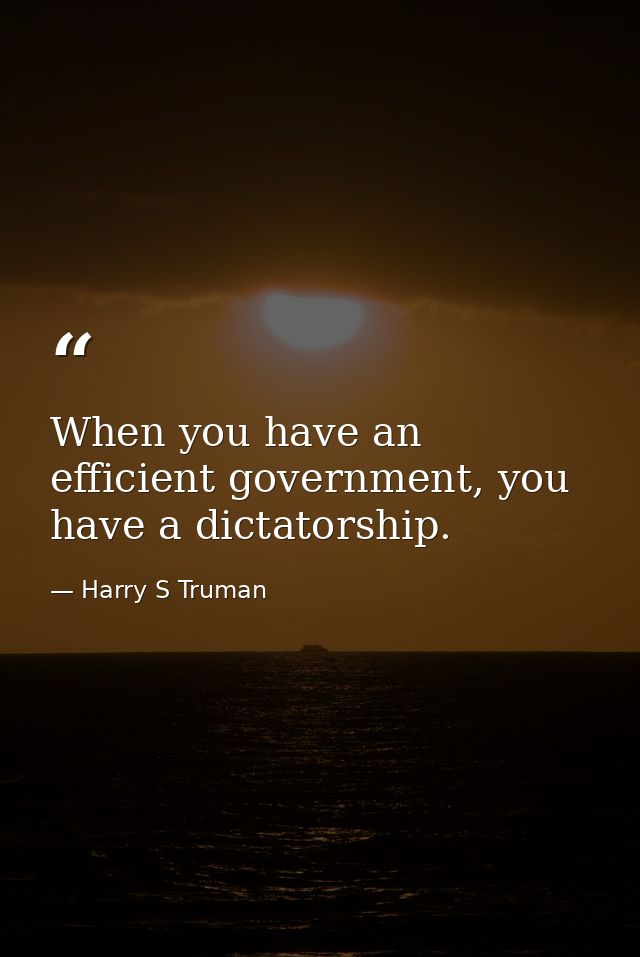 When you have an efficient government, you have a dictatorship. — Harry S Truman