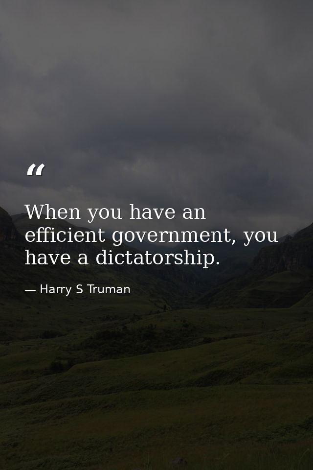 When you have an efficient government, you have a dictatorship. — Harry S Truman