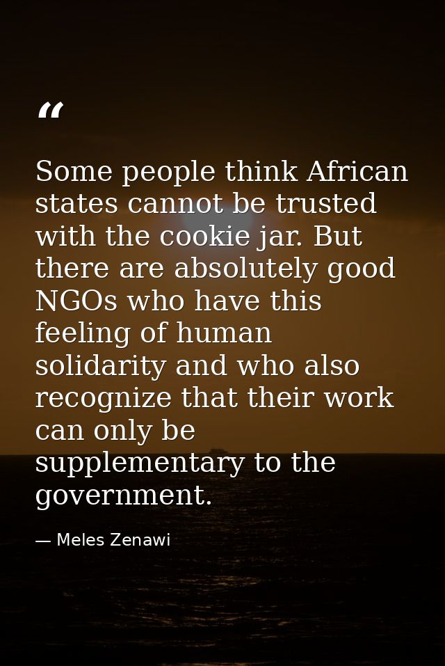 Some people think African states cannot be trusted with the cookie jar. But there are absolutely good NGOs who have this — Meles Zenawi