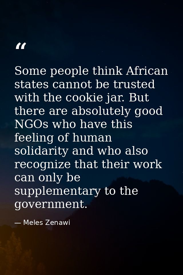 Some people think African states cannot be trusted with the cookie jar. But there are absolutely good NGOs who have this — Meles Zenawi