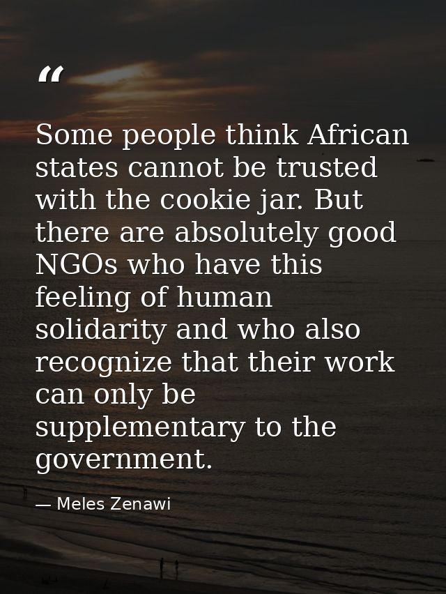 Some people think African states cannot be trusted with the cookie jar. But there are absolutely good NGOs who have this — Meles Zenawi