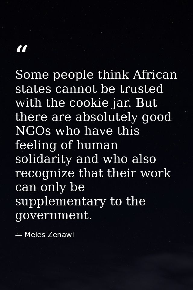 Some people think African states cannot be trusted with the cookie jar. But there are absolutely good NGOs who have this — Meles Zenawi