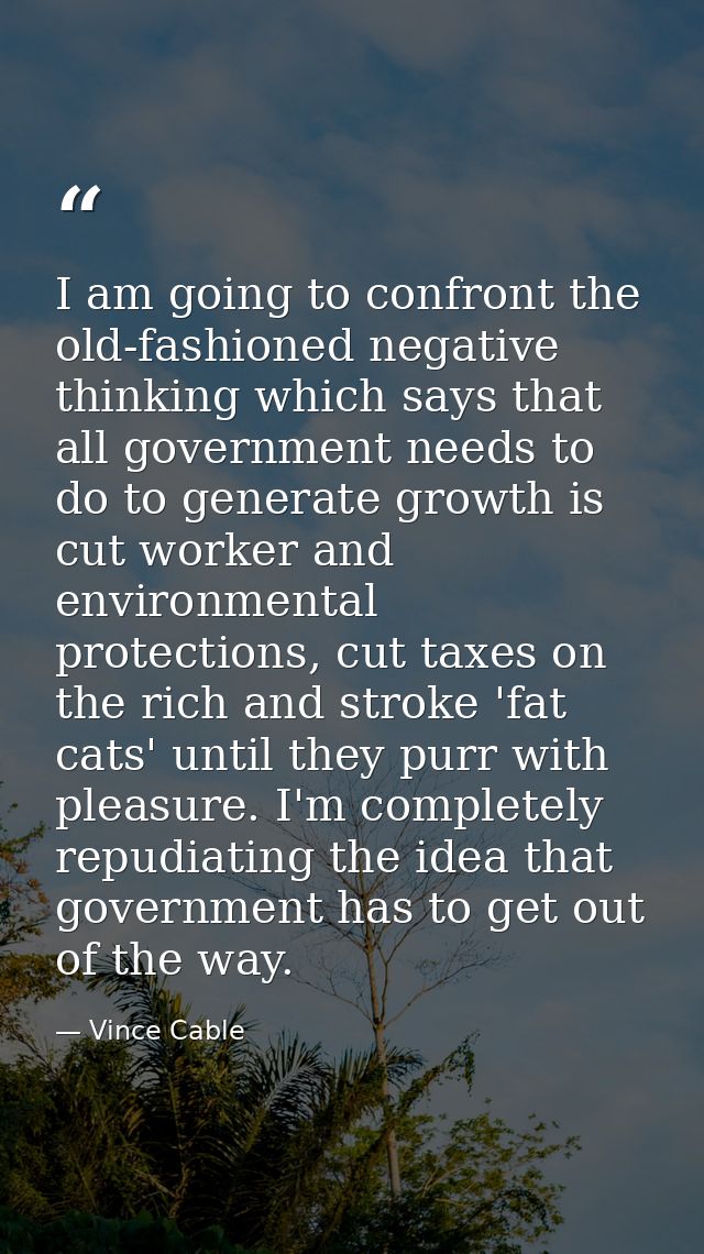 I am going to confront the old-fashioned negative thinking which says that all government needs to do to generate growth — Vince Cable