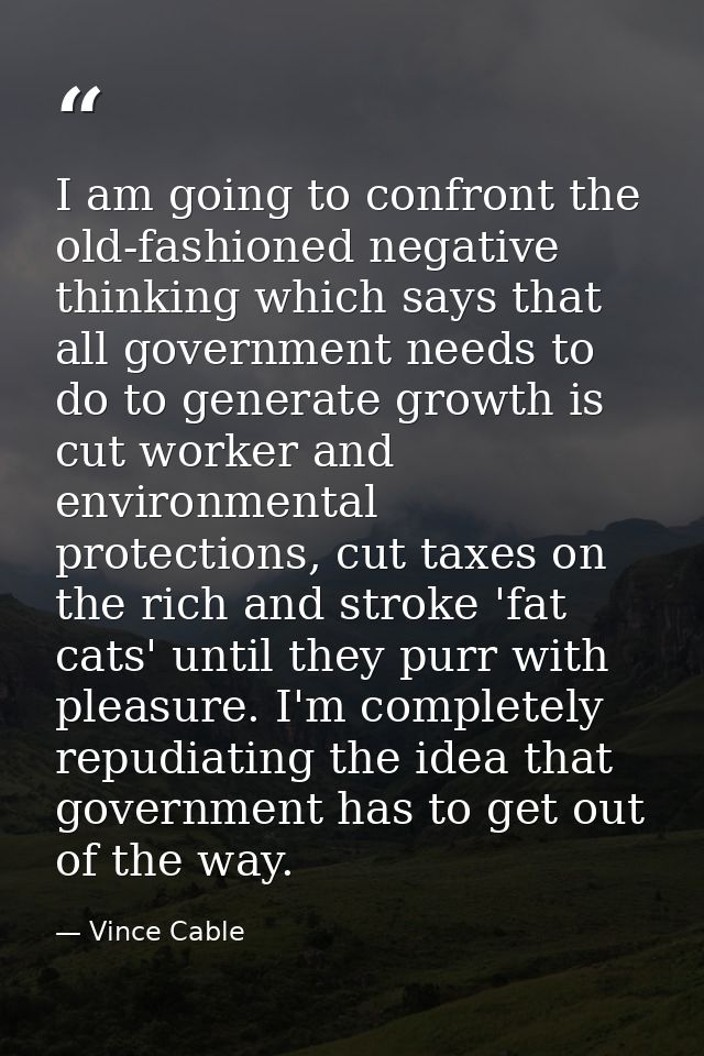 I am going to confront the old-fashioned negative thinking which says that all government needs to do to generate growth — Vince Cable