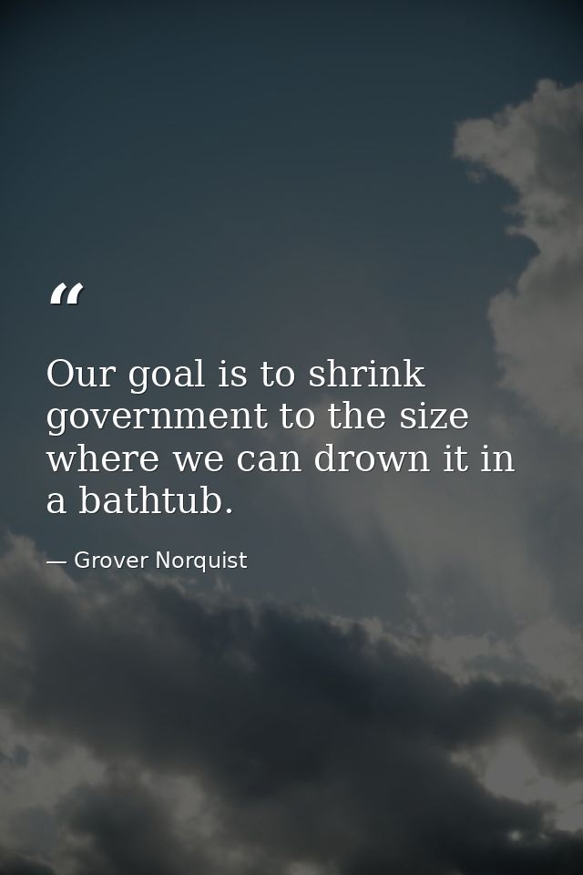 Our goal is to shrink government to the size where we can drown it in a bathtub. — Grover Norquist