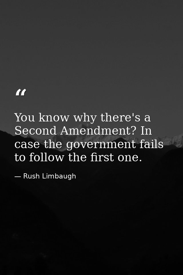 You know why there's a Second Amendment? In case the government fails to follow the first one. — Rush Limbaugh