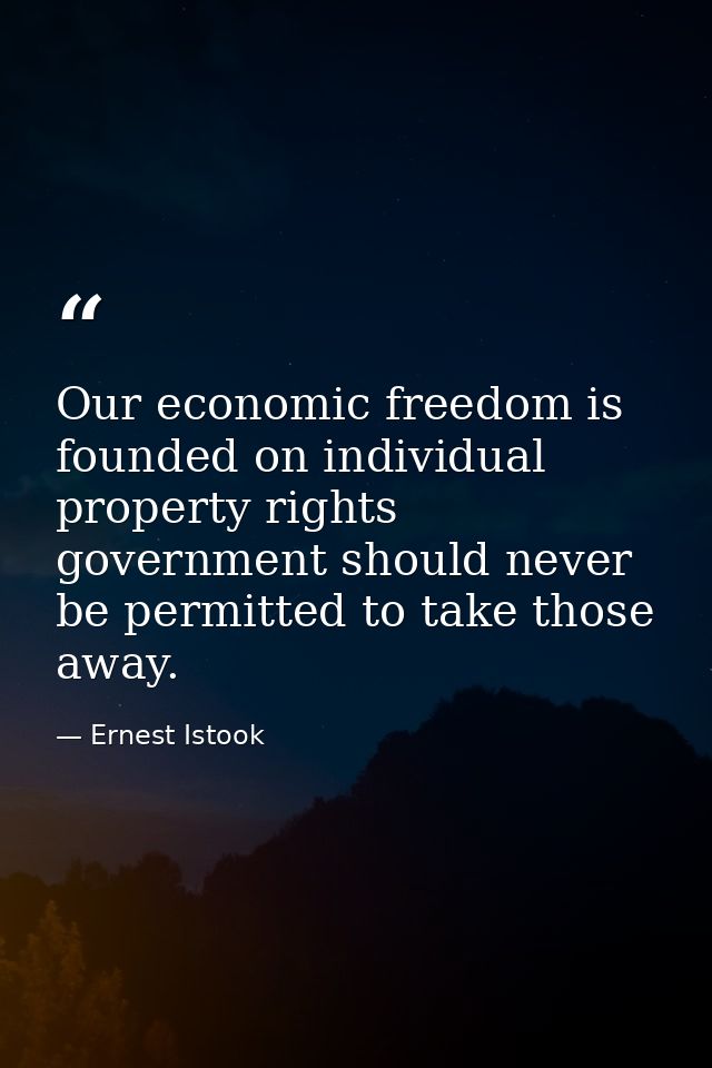 Our economic freedom is founded on individual property rights government should never be permitted to take those away. — Ernest Istook