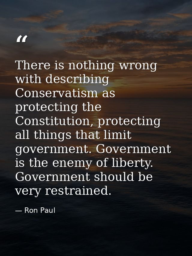 There is nothing wrong with describing Conservatism as protecting the Constitution, protecting all things that limit gov — Ron Paul
