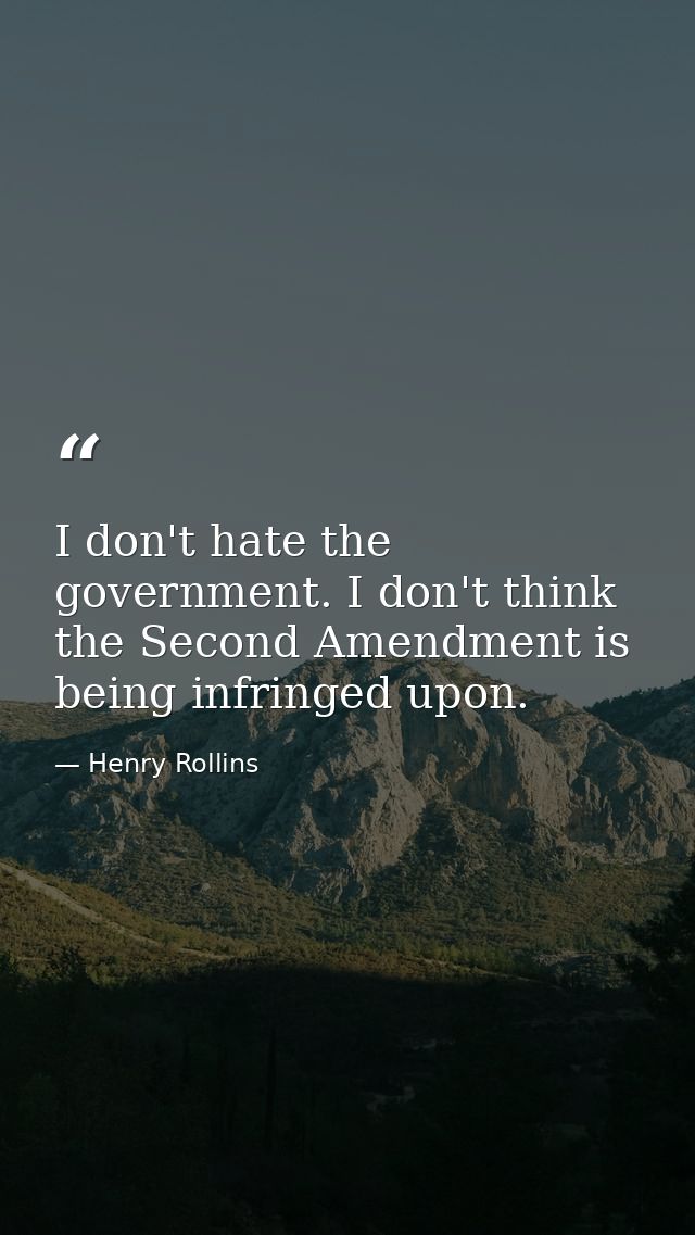 I don't hate the government. I don't think the Second Amendment is being infringed upon. — Henry Rollins